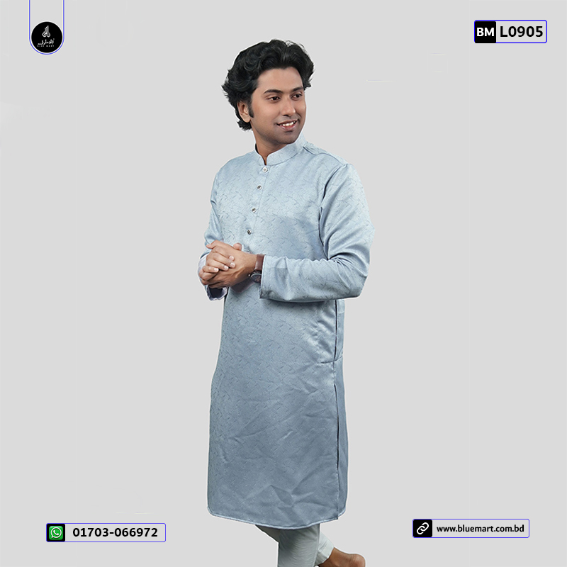 Indian Luxury Men's Panjabi-Cadet Grey