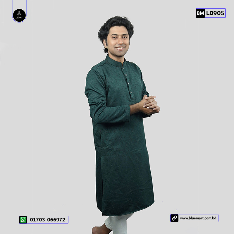 Indian Luxury Men's Panjabi-Deep Sea Green