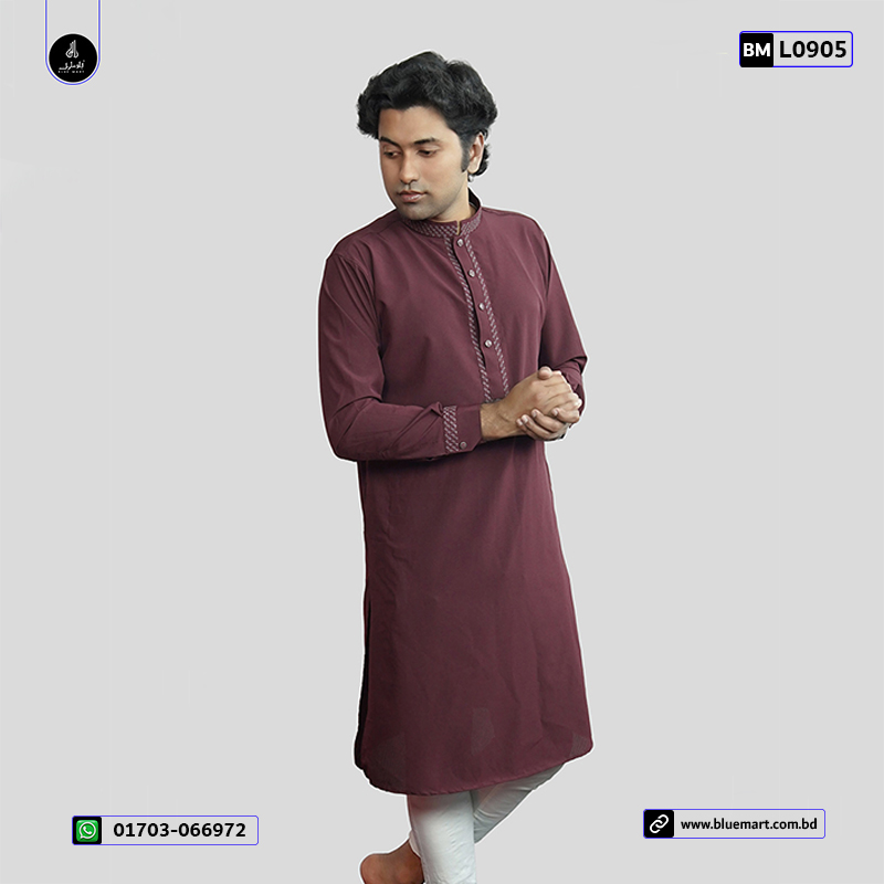 China Premium Fit Panjabi-Drak Merun