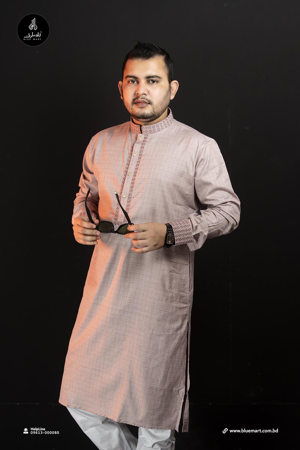 Mens Panjabi-Pinkish Grey